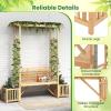 imageGiantex Outdoor Bench with Garden Arch amp Planters Wooden Pergola Archway Outdoor Trellis for Climbing Plants Patio Decorative Arbor Arch for Backyard Lawn ArchedNatural73x22x80Natural