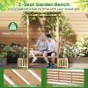 imageGiantex Outdoor Bench with Garden Arch amp Planters Wooden Pergola Archway Outdoor Trellis for Climbing Plants Patio Decorative Arbor Arch for Backyard Lawn ArchedNatural73x22x80Natural