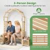 imageGiantex Outdoor Bench with Garden Arch amp Planters Wooden Pergola Archway Outdoor Trellis for Climbing Plants Patio Decorative Arbor Arch for Backyard Lawn ArchedNatural73x22x80Natural