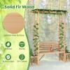 imageGiantex Outdoor Bench with Garden Arch amp Planters Wooden Pergola Archway Outdoor Trellis for Climbing Plants Patio Decorative Arbor Arch for Backyard Lawn ArchedNatural73x22x80Natural