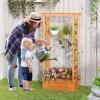 imageGiantex Raised Garden Bed with Trellis amp Hanging Roof Wood Planter Box with Bottom and Drainage Holes Freestanding Garden Planter for Flower Vegetable Fruit Herb Climbing Vines 79 x 175 x 452