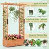 imageGiantex Raised Garden Bed with Trellis amp Hanging Roof Wood Planter Box with Bottom and Drainage Holes Freestanding Garden Planter for Flower Vegetable Fruit Herb Climbing Vines 79 x 175 x 452