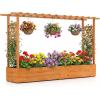 imageGiantex Raised Garden Bed with Trellis amp Hanging Roof Wood Planter Box with Bottom and Drainage Holes Freestanding Garden Planter for Flower Vegetable Fruit Herb Climbing Vines 79 x 175 x 451
