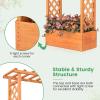 imageGiantex Raised Garden Bed with Trellis amp Hanging Roof Wood Planter Box with Bottom and Drainage Holes Freestanding Garden Planter for Flower Vegetable Fruit Herb Climbing Vines 79 x 175 x 452