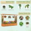 imageGiantex Raised Garden Bed with Trellis amp Hanging Roof Wood Planter Box with Bottom and Drainage Holes Freestanding Garden Planter for Flower Vegetable Fruit Herb Climbing Vines 79 x 175 x 451
