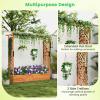 imageGiantex Raised Garden Bed with Trellis amp Hanging Roof Wood Planter Box with Bottom and Drainage Holes Freestanding Garden Planter for Flower Vegetable Fruit Herb Climbing Vines 79 x 175 x 451