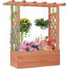 imageGiantex Raised Garden Bed with Trellis amp Hanging Roof Wood Planter Box with Bottom and Drainage Holes Freestanding Garden Planter for Flower Vegetable Fruit Herb Climbing Vines 79 x 175 x 451