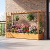 imageGiantex Raised Garden Bed with Trellis amp Hanging Roof Wood Planter Box with Bottom and Drainage Holes Freestanding Garden Planter for Flower Vegetable Fruit Herb Climbing Vines 79 x 175 x 452