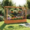 imageGiantex Raised Garden Bed with Trellis amp Hanging Roof Wood Planter Box with Bottom and Drainage Holes Freestanding Garden Planter for Flower Vegetable Fruit Herb Climbing Vines 79 x 175 x 451