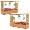 imageGiantex Raised Garden Bed with Trellis amp Hanging Roof Wood Planter Box with Bottom and Drainage Holes Freestanding Garden Planter for Flower Vegetable Fruit Herb Climbing Vines 79 x 175 x 452