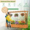 imageGiantex Raised Garden Bed with Trellis amp Hanging Roof Wood Planter Box with Bottom and Drainage Holes Freestanding Garden Planter for Flower Vegetable Fruit Herb Climbing Vines 79 x 175 x 451