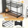 imageGiantex Twin Over Twin Futon Bunk Bed Convertible Metal Bunk Bed with Futon Frame 2 Ladders amp Safety Guardrails Heavy Duty Sofa Couch Beds with UnderBed Space for Kids Teens Adults Black