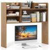 imageGiantex Desktop Bookshelf 37 Desk Hutch Dorm for Computer Up to 32 Inch Countertop Hutch w6 Storage Shelves 3Tier Desktop Organizer Display Rack Wood Desk Shelf for Home Office NaturalNatural