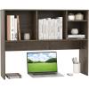 imageGiantex Desktop Bookshelf 37 Desk Hutch Dorm for Computer Up to 32 Inch Countertop Hutch w6 Storage Shelves 3Tier Desktop Organizer Display Rack Wood Desk Shelf for Home Office NaturalGrey Oak