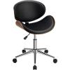 imageGiantex MidCentury Home Desk Chair Faux Leather Armless Office Chair wCurved Bentwood Seat amp Height AdjustableErgonomic Modern Rolling Swivel Computer Chair Study Room Office BedroomBlackBlack