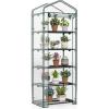 imageGiantex Mini Greenhouse Indoor Outdoor 69 x 48 x 75 Portable Plant Grow House with 5 Tier Shelves PE Cover RollUp Zipper Door Rustproof ElectorCoating Metal Frame for Patio Balcony GardenWhite