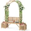 imageGiantex Outdoor Bench with Garden Arch amp Planters Wooden Pergola Archway Outdoor Trellis for Climbing Plants Patio Decorative Arbor Arch for Backyard Lawn ArchedNatural73x22x80Natural