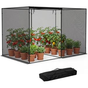 imageGiantex Garden Crop Cage 10 x 65 x 65 ft Plant Netting Cover wZipper Doors 6 Ground Stakes amp Carrying Bag Portable Plant Protection Tent wMetal Frame for Vegetables Flowers Raised Garden Beds