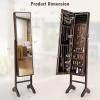 imageCHARMAID Jewelry Organizer with Full Length Mirror Standing Jewelry Armoire Cabinet with Lockable Door and 2 Keys Stand up Jewelry Box Mirror with Jewelry Storage Rustic BrownRustic Brown