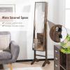imageCHARMAID Jewelry Organizer with Full Length Mirror Standing Jewelry Armoire Cabinet with Lockable Door and 2 Keys Stand up Jewelry Box Mirror with Jewelry Storage Rustic BrownRustic Brown