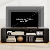 imageGianetx Modern TV Stand for TVs up to 65 Inch Wooden Entertainment Center w 4 Storage Cubbies Side Shelves w 5 Raised Feet Media TV Console Table for Living Room NaturalBlack
