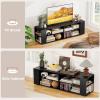 imageGianetx Modern TV Stand for TVs up to 65 Inch Wooden Entertainment Center w 4 Storage Cubbies Side Shelves w 5 Raised Feet Media TV Console Table for Living Room NaturalBlack