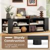 imageGianetx Modern TV Stand for TVs up to 65 Inch Wooden Entertainment Center w 4 Storage Cubbies Side Shelves w 5 Raised Feet Media TV Console Table for Living Room NaturalBlack