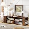 imageGianetx Modern TV Stand for TVs up to 65 Inch Wooden Entertainment Center w 4 Storage Cubbies Side Shelves w 5 Raised Feet Media TV Console Table for Living Room NaturalRustic Brown