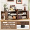 imageGianetx Modern TV Stand for TVs up to 65 Inch Wooden Entertainment Center w 4 Storage Cubbies Side Shelves w 5 Raised Feet Media TV Console Table for Living Room NaturalRustic Brown