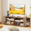 imageGianetx Modern TV Stand for TVs up to 65 Inch Wooden Entertainment Center w 4 Storage Cubbies Side Shelves w 5 Raised Feet Media TV Console Table for Living Room NaturalOak