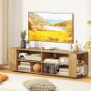 imageGianetx Modern TV Stand for TVs up to 65 Inch Wooden Entertainment Center w 4 Storage Cubbies Side Shelves w 5 Raised Feet Media TV Console Table for Living Room NaturalNatural
