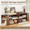 imageGianetx Modern TV Stand for TVs up to 65 Inch Wooden Entertainment Center w 4 Storage Cubbies Side Shelves w 5 Raised Feet Media TV Console Table for Living Room NaturalRustic Brown