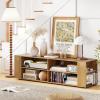 imageGianetx Modern TV Stand for TVs up to 65 Inch Wooden Entertainment Center w 4 Storage Cubbies Side Shelves w 5 Raised Feet Media TV Console Table for Living Room NaturalNatural