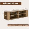 imageGianetx Modern TV Stand for TVs up to 65 Inch Wooden Entertainment Center w 4 Storage Cubbies Side Shelves w 5 Raised Feet Media TV Console Table for Living Room NaturalNatural