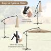 imageGiantex 10 ft Offset Patio Umbrella with 112 Solar Meteor Shower Lights Outdoor Cantilever Umbrellas with 8 Ribs Easy Tilt Adjustment Hanging Market Umbrella for Backyard Garden Lawn PoolsideBeige