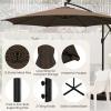 imageGiantex 10 ft Offset Patio Umbrella with 112 Solar Meteor Shower Lights Outdoor Cantilever Umbrellas with 8 Ribs Easy Tilt Adjustment Hanging Market Umbrella for Backyard Garden Lawn PoolsideCoffee