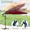 imageGiantex 10 ft Offset Patio Umbrella with 112 Solar Meteor Shower Lights Outdoor Cantilever Umbrellas with 8 Ribs Easy Tilt Adjustment Hanging Market Umbrella for Backyard Garden Lawn PoolsideBurgundy