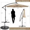 imageGiantex 10 ft Offset Patio Umbrella with 112 Solar Meteor Shower Lights Outdoor Cantilever Umbrellas with 8 Ribs Easy Tilt Adjustment Hanging Market Umbrella for Backyard Garden Lawn PoolsideBeige