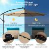 imageGiantex 10 ft Offset Patio Umbrella with 112 Solar Meteor Shower Lights Outdoor Cantilever Umbrellas with 8 Ribs Easy Tilt Adjustment Hanging Market Umbrella for Backyard Garden Lawn PoolsideBeige