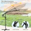 imageGiantex 10 ft Offset Patio Umbrella with 112 Solar Meteor Shower Lights Outdoor Cantilever Umbrellas with 8 Ribs Easy Tilt Adjustment Hanging Market Umbrella for Backyard Garden Lawn PoolsideBeige