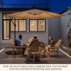 imageGiantex 10 ft Offset Patio Umbrella with 112 Solar Meteor Shower Lights Outdoor Cantilever Umbrellas with 8 Ribs Easy Tilt Adjustment Hanging Market Umbrella for Backyard Garden Lawn PoolsideBeige