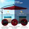 imageGiantex 10 ft Offset Patio Umbrella with 112 Solar Meteor Shower Lights Outdoor Cantilever Umbrellas with 8 Ribs Easy Tilt Adjustment Hanging Market Umbrella for Backyard Garden Lawn PoolsideBurgundy