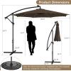 imageGiantex 10 ft Offset Patio Umbrella with 112 Solar Meteor Shower Lights Outdoor Cantilever Umbrellas with 8 Ribs Easy Tilt Adjustment Hanging Market Umbrella for Backyard Garden Lawn PoolsideCoffee