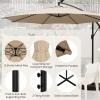 imageGiantex 10 ft Offset Patio Umbrella with 112 Solar Meteor Shower Lights Outdoor Cantilever Umbrellas with 8 Ribs Easy Tilt Adjustment Hanging Market Umbrella for Backyard Garden Lawn PoolsideBeige