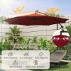 imageGiantex 10 ft Offset Patio Umbrella with 112 Solar Meteor Shower Lights Outdoor Cantilever Umbrellas with 8 Ribs Easy Tilt Adjustment Hanging Market Umbrella for Backyard Garden Lawn PoolsideBurgundy