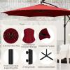 imageGiantex 10 ft Offset Patio Umbrella with 112 Solar Meteor Shower Lights Outdoor Cantilever Umbrellas with 8 Ribs Easy Tilt Adjustment Hanging Market Umbrella for Backyard Garden Lawn PoolsideBurgundy