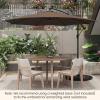 imageGiantex 10 ft Offset Patio Umbrella with 112 Solar Meteor Shower Lights Outdoor Cantilever Umbrellas with 8 Ribs Easy Tilt Adjustment Hanging Market Umbrella for Backyard Garden Lawn PoolsideCoffee