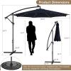 imageGiantex 10 ft Offset Patio Umbrella with 112 Solar Meteor Shower Lights Outdoor Cantilever Umbrellas with 8 Ribs Easy Tilt Adjustment Hanging Market Umbrella for Backyard Garden Lawn PoolsideNavy