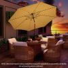 imageGiantex 10 ft Patio Umbrella with 112 Solar Meteor Shower Lights Outdoor Table Market Umbrellas with 8 Ribs Tilt Adjustment Crank Handle for Backyard Garden Lawn PoolsideBeige