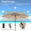 imageGiantex 10 ft Patio Umbrella with 112 Solar Meteor Shower Lights Outdoor Table Market Umbrellas with 8 Ribs Tilt Adjustment Crank Handle for Backyard Garden Lawn PoolsideBeige